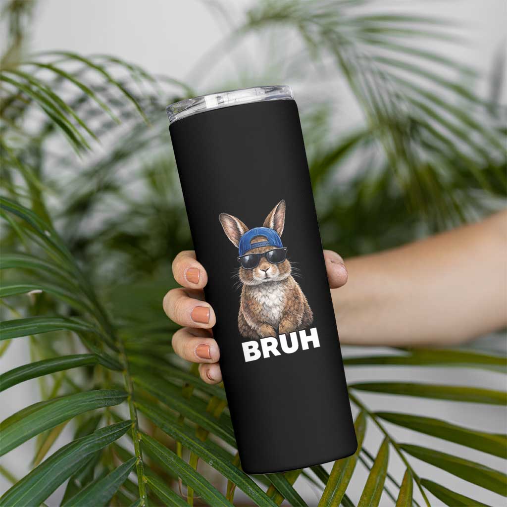 Funny Easter Bruh Bunny Sunglasses Meme Skinny Tumbler