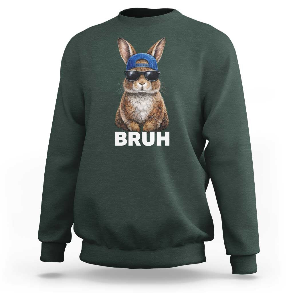 Funny Easter Bruh Bunny Sunglasses Meme Sweatshirt