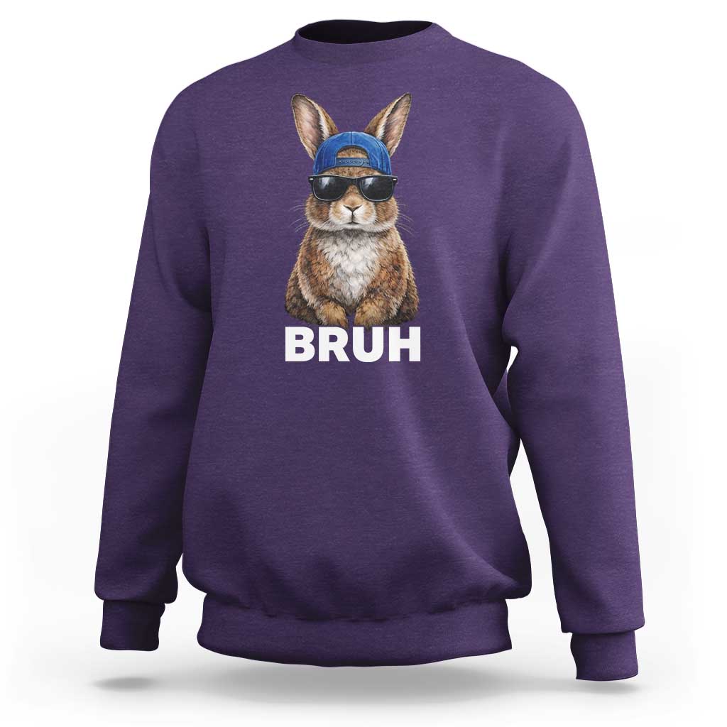 Funny Easter Bruh Bunny Sunglasses Meme Sweatshirt