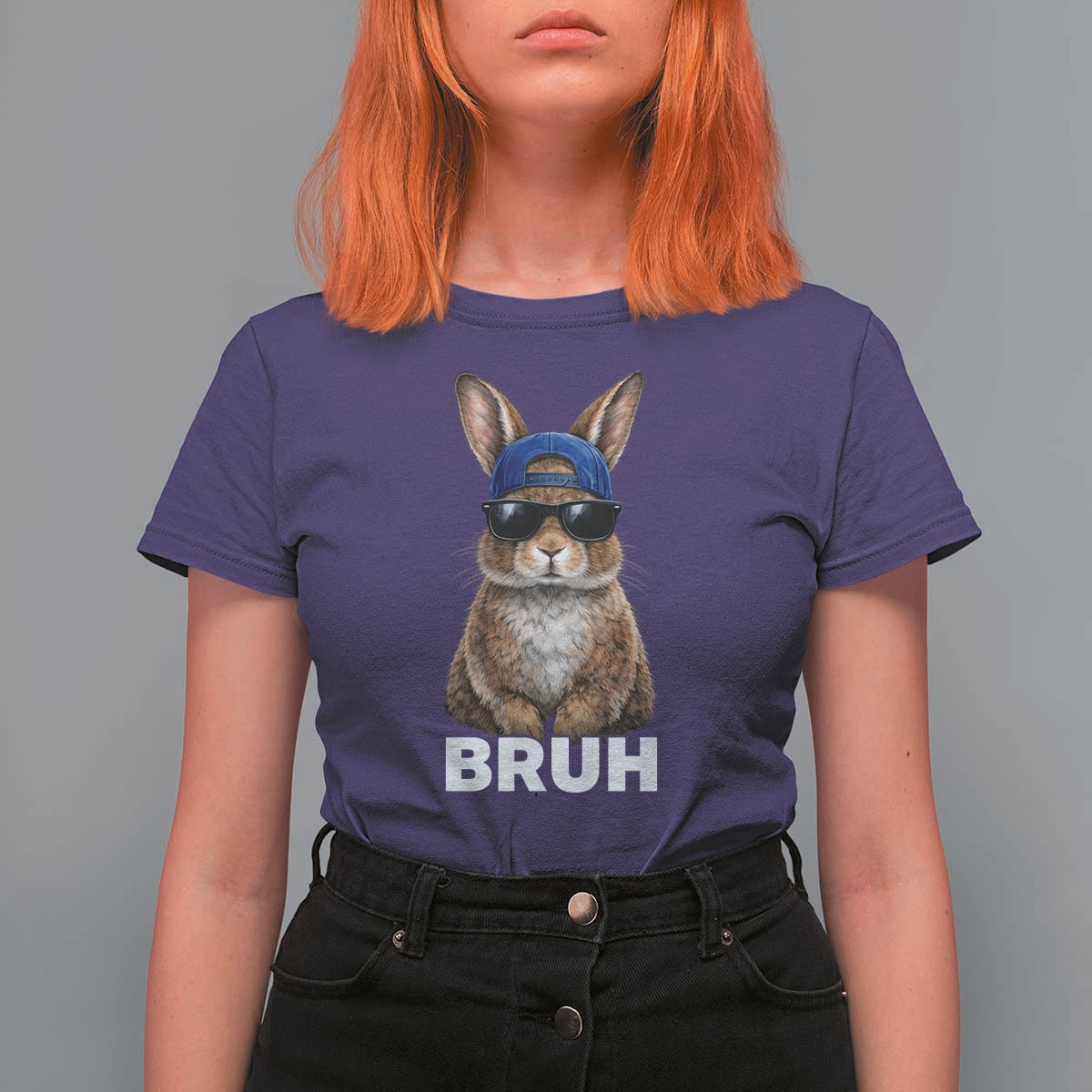 Funny Easter Bruh Bunny Sunglasses Meme T Shirt For Women