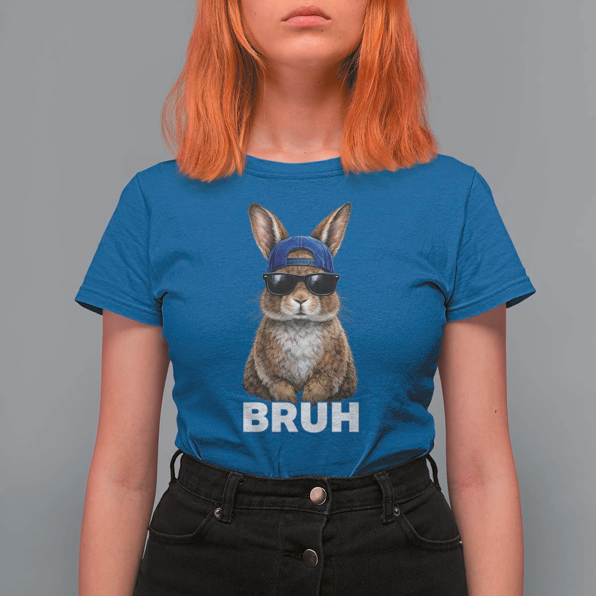 Funny Easter Bruh Bunny Sunglasses Meme T Shirt For Women
