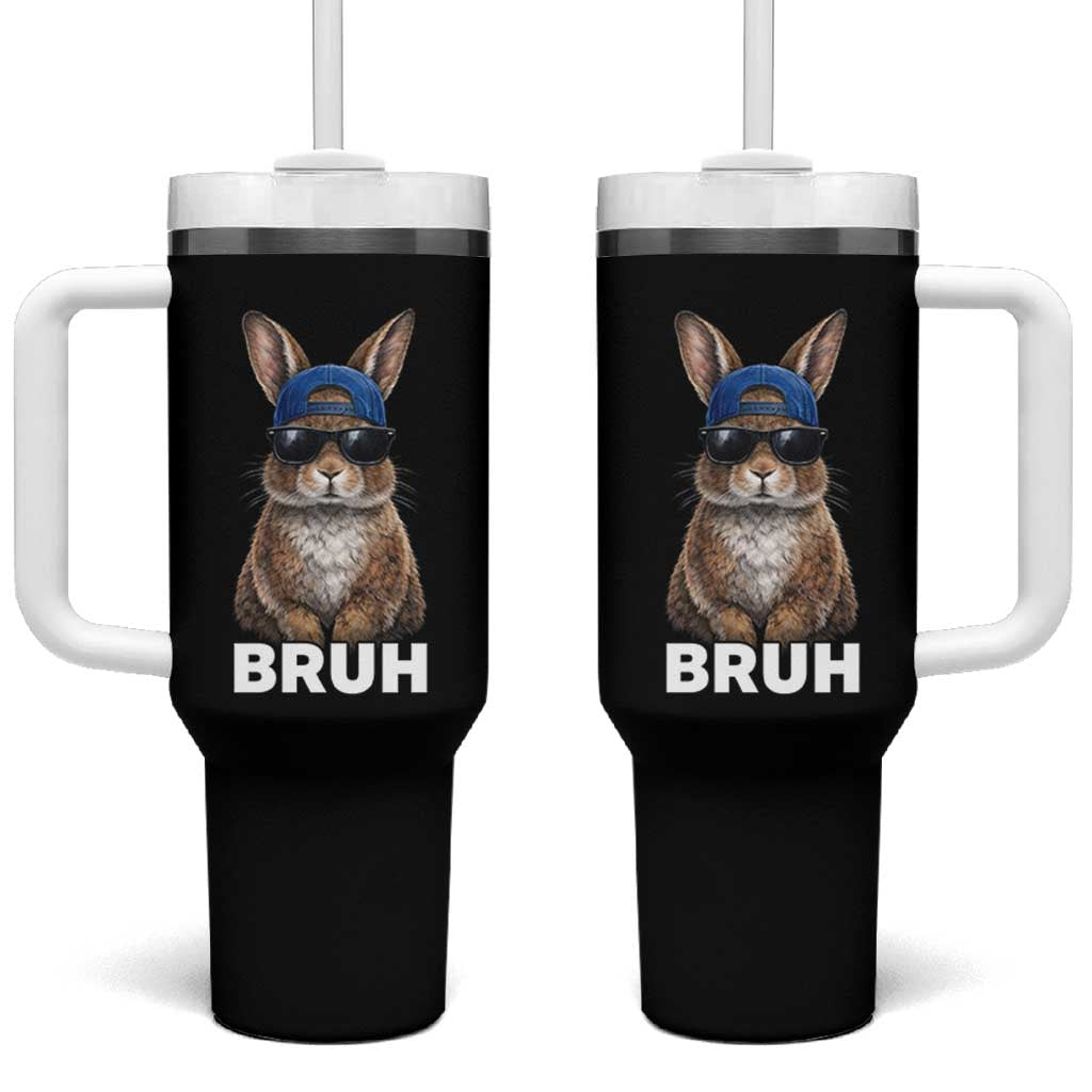 Funny Easter Bruh Bunny Sunglasses Meme Tumbler With Handle