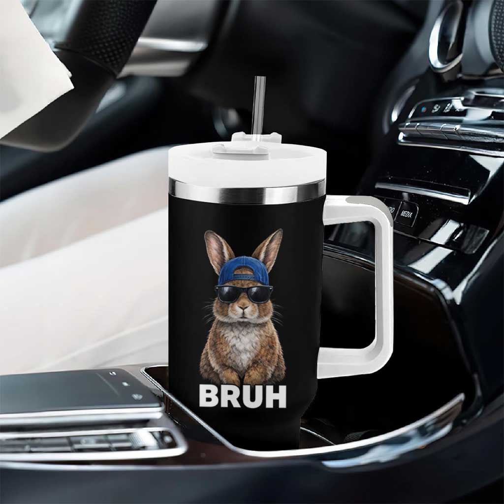 Funny Easter Bruh Bunny Sunglasses Meme Tumbler With Handle