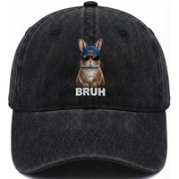 Funny Easter Bruh Bunny Sunglasses Meme Washed Cotton Baseball Cap