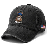 Funny Easter Bruh Bunny Sunglasses Meme Washed Cotton Baseball Cap