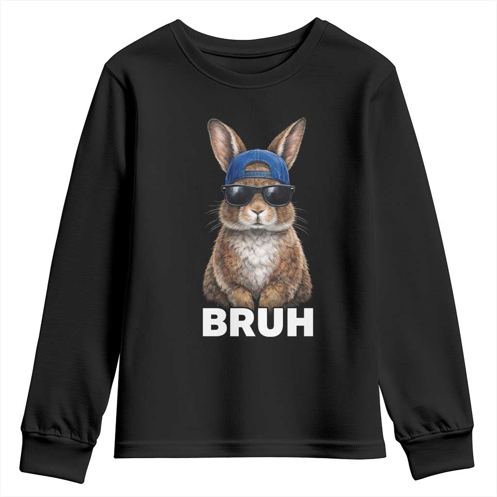 Funny Easter Bruh Bunny Sunglasses Meme Youth Sweatshirt