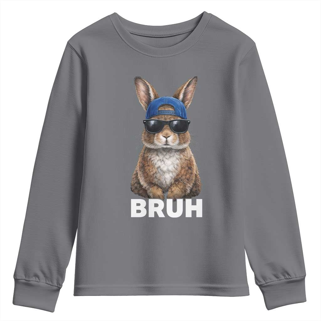 Funny Easter Bruh Bunny Sunglasses Meme Youth Sweatshirt