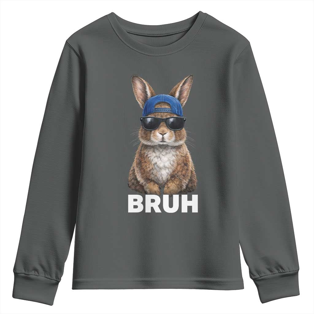 Funny Easter Bruh Bunny Sunglasses Meme Youth Sweatshirt