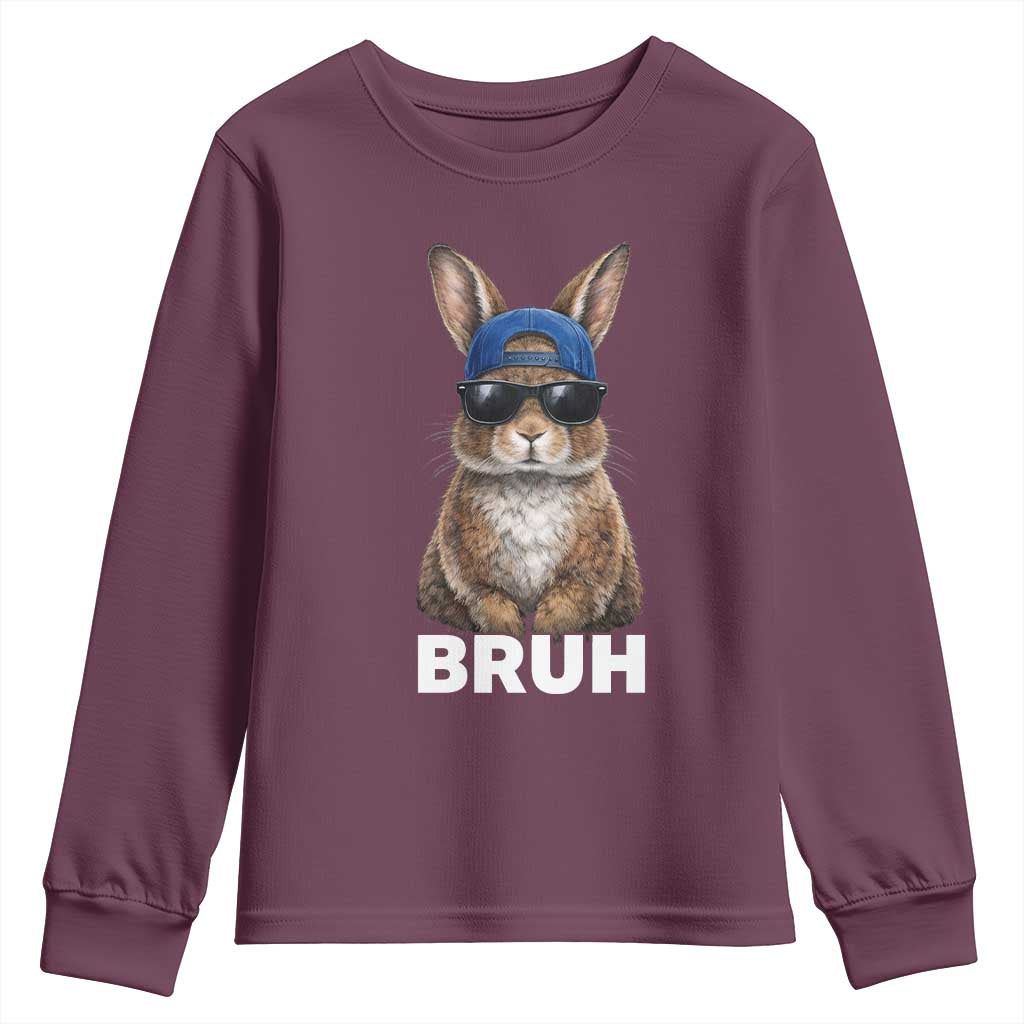 Funny Easter Bruh Bunny Sunglasses Meme Youth Sweatshirt