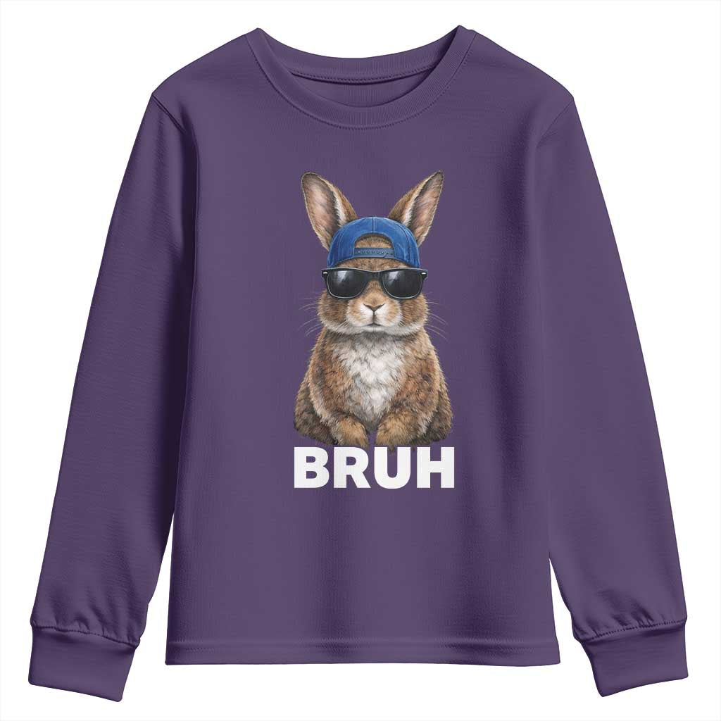 Funny Easter Bruh Bunny Sunglasses Meme Youth Sweatshirt
