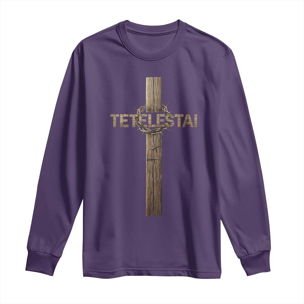 Christian Easter Resurrection Day Tetelestai Religious Cross Long Sleeve Shirt