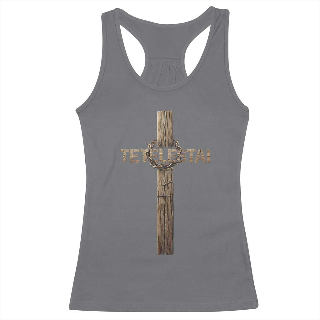Christian Easter Resurrection Day Tetelestai Religious Cross Racerback Tank Top