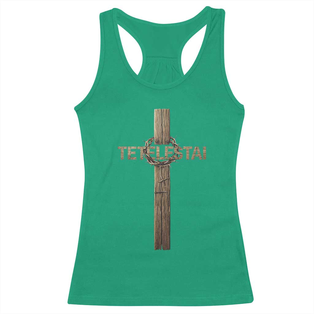 Christian Easter Resurrection Day Tetelestai Religious Cross Racerback Tank Top
