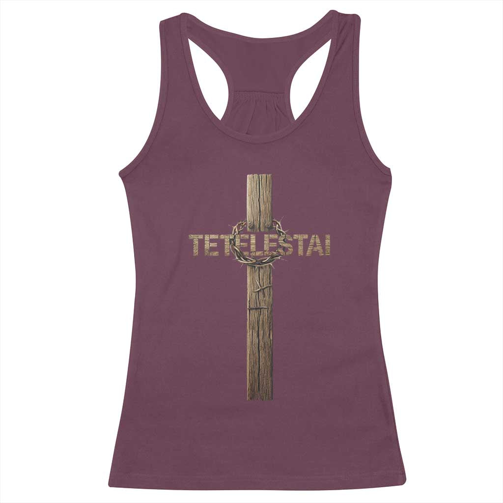 Christian Easter Resurrection Day Tetelestai Religious Cross Racerback Tank Top