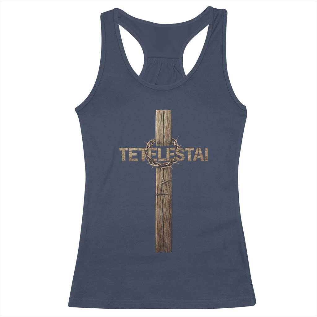 Christian Easter Resurrection Day Tetelestai Religious Cross Racerback Tank Top