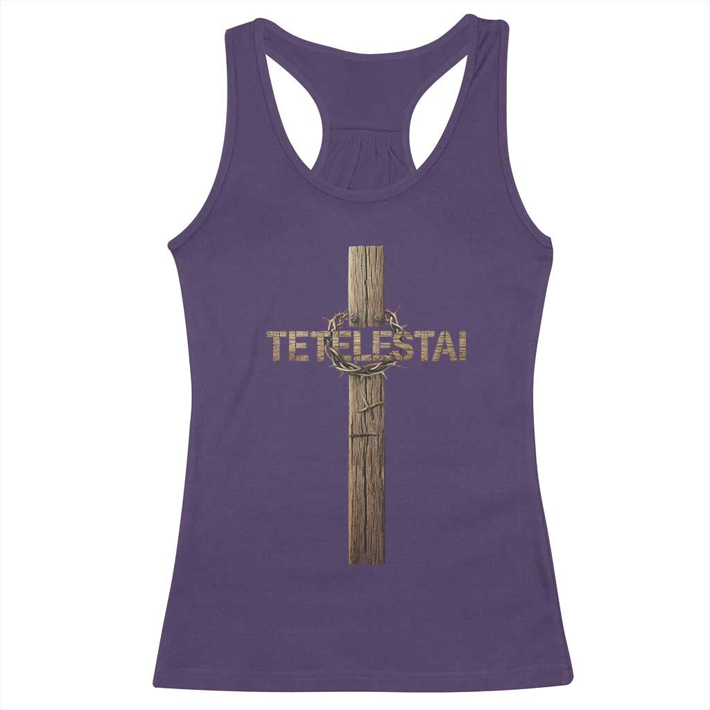 Christian Easter Resurrection Day Tetelestai Religious Cross Racerback Tank Top