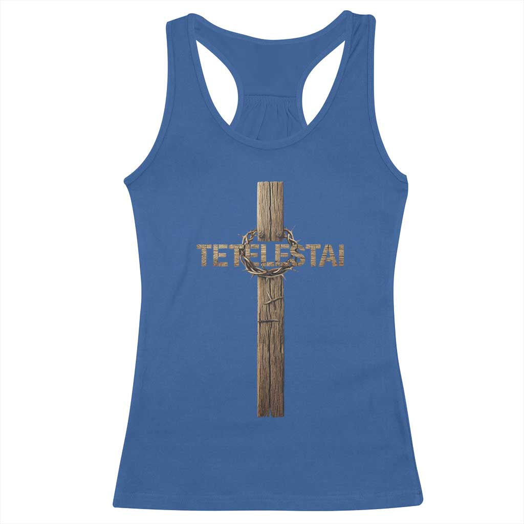 Christian Easter Resurrection Day Tetelestai Religious Cross Racerback Tank Top