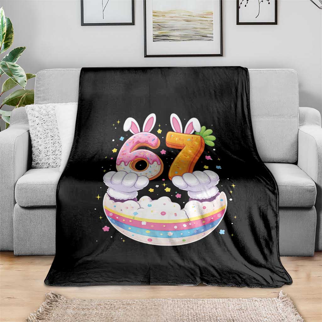 Funny Easter Day Bunny 67 Six Seven Meme Throw Blanket
