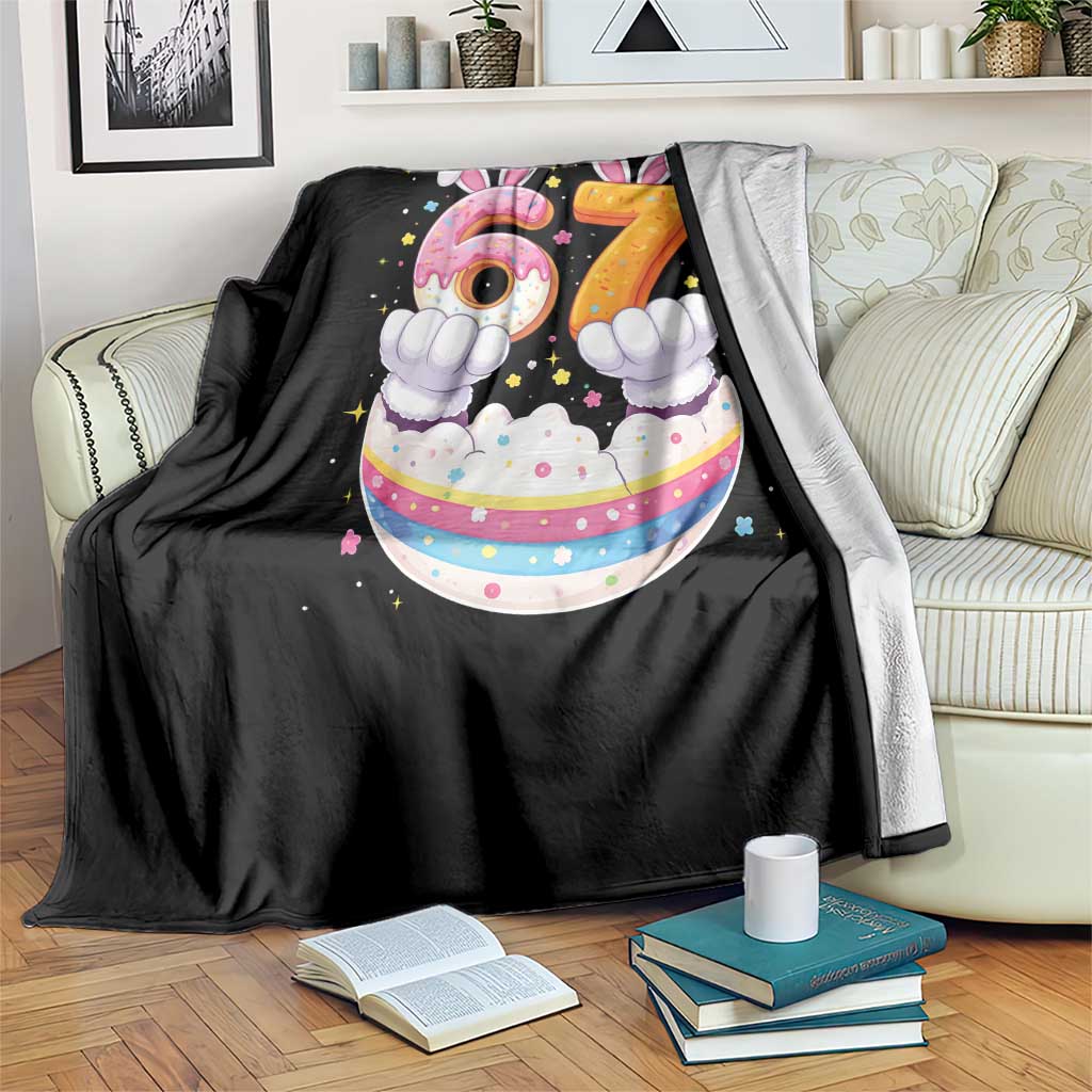 Funny Easter Day Bunny 67 Six Seven Meme Throw Blanket
