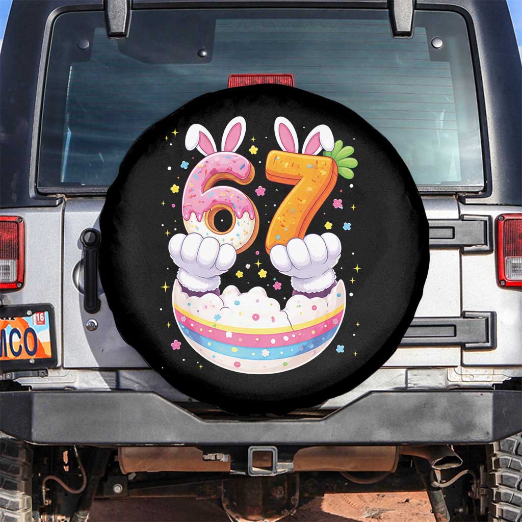 Funny Easter Day Bunny 67 Six Seven Meme Spare Tire Cover