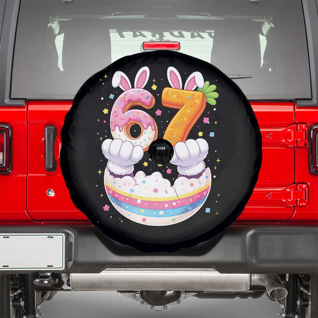 Funny Easter Day Bunny 67 Six Seven Meme Spare Tire Cover