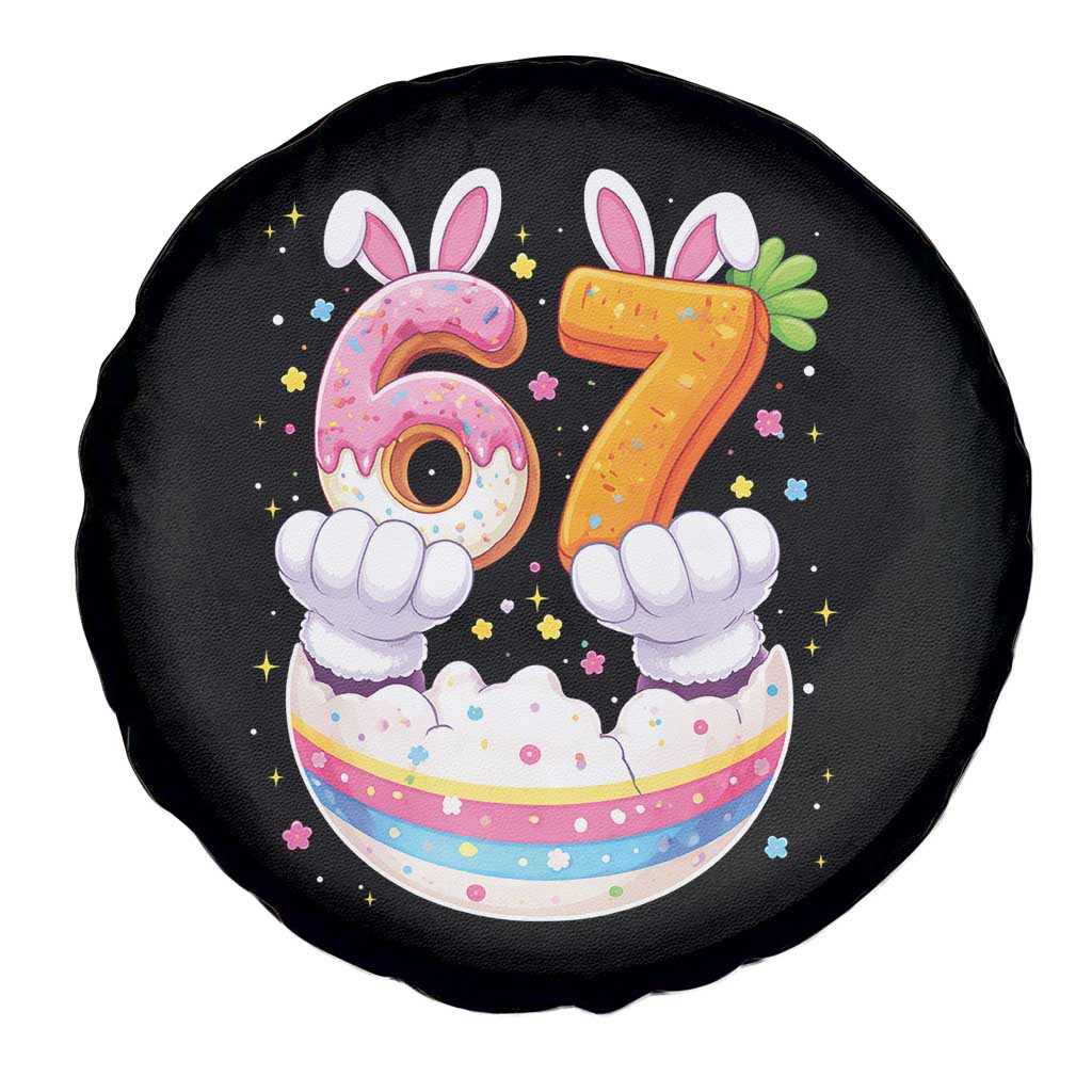 Funny Easter Day Bunny 67 Six Seven Meme Spare Tire Cover
