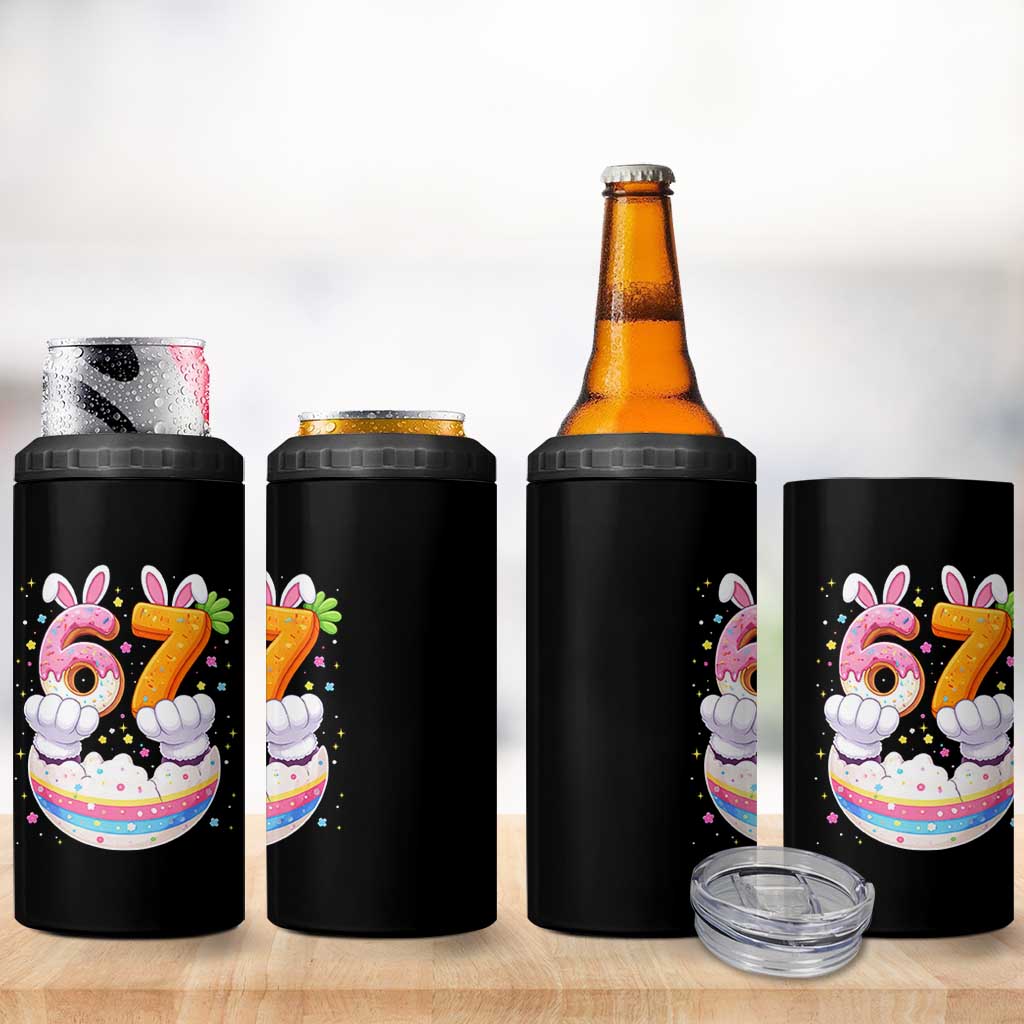 Funny Easter Day Bunny 67 Six Seven Meme 4 in 1 Can Cooler Tumbler