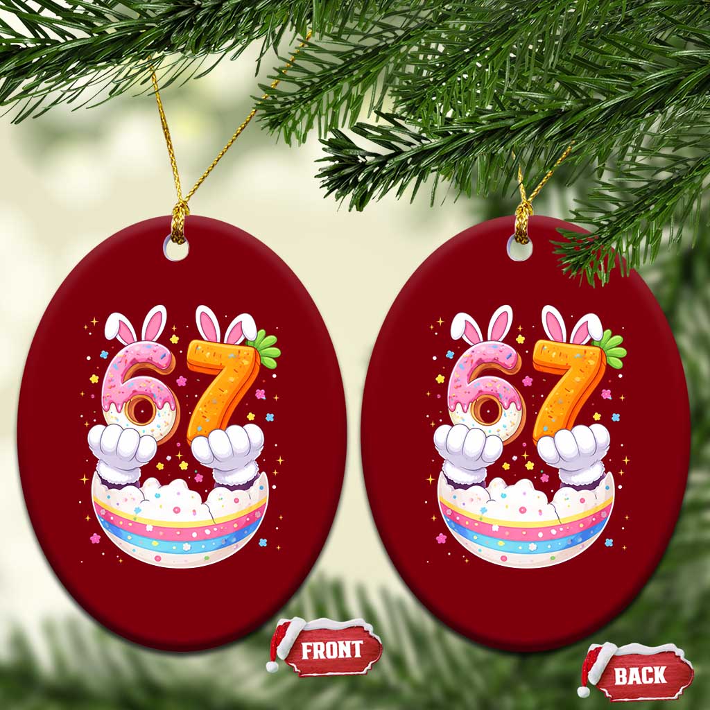 Funny Easter Day Bunny 67 Six Seven Meme Ceramic Ornament