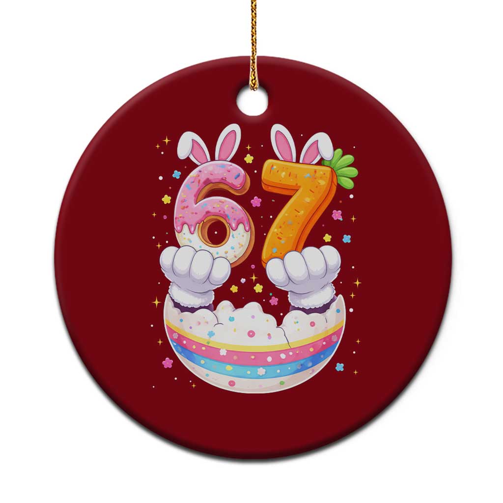 Funny Easter Day Bunny 67 Six Seven Meme Ceramic Ornament
