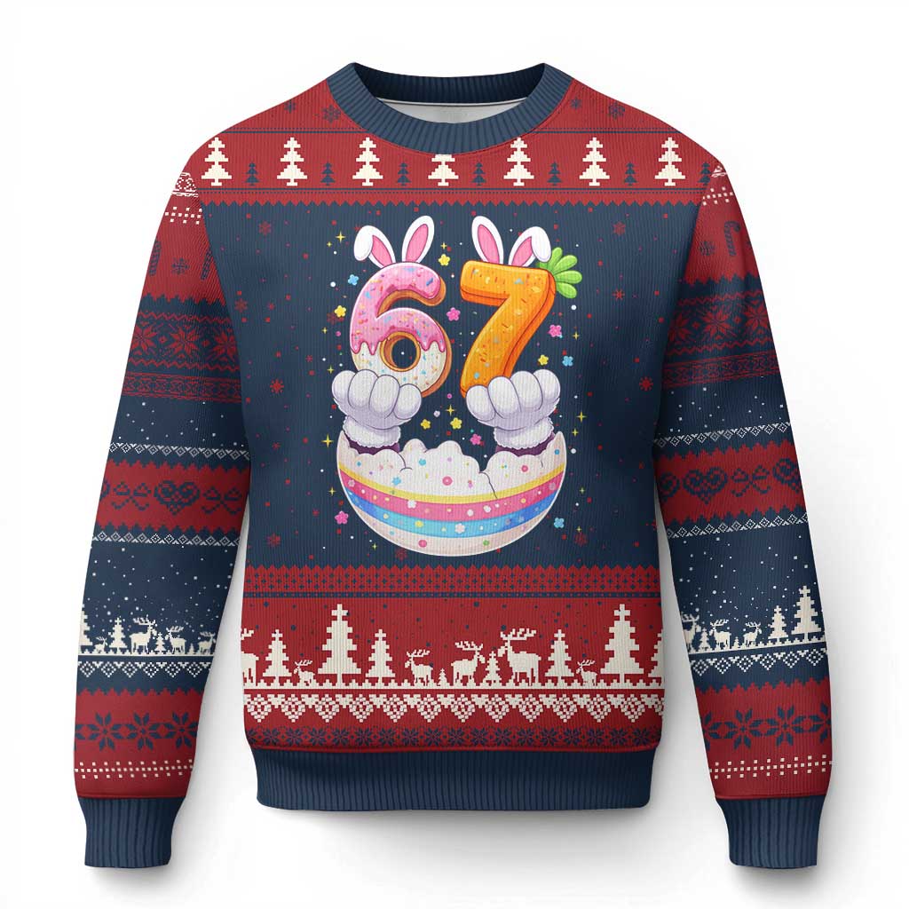 Funny Easter Day Bunny 67 Six Seven Meme Ugly Christmas Sweater