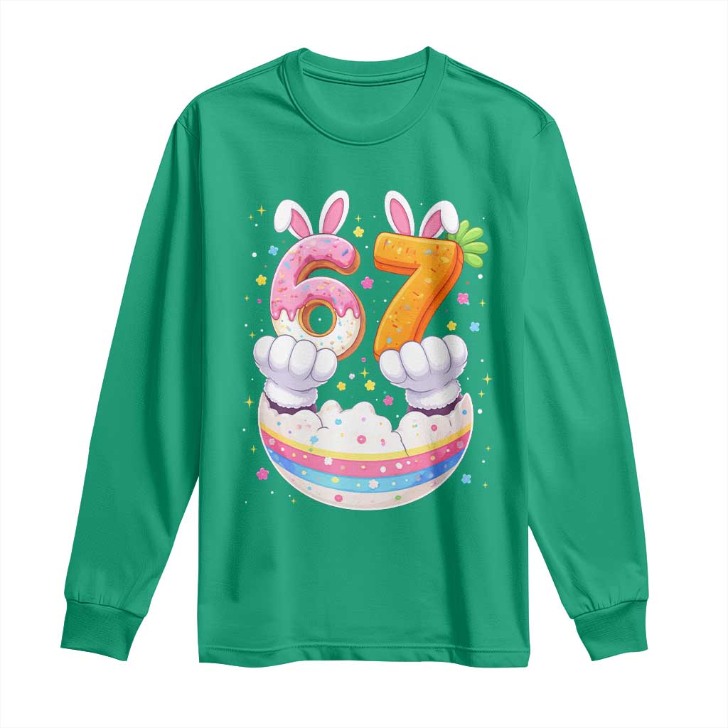 Funny Easter Day Bunny 67 Six Seven Meme Long Sleeve Shirt