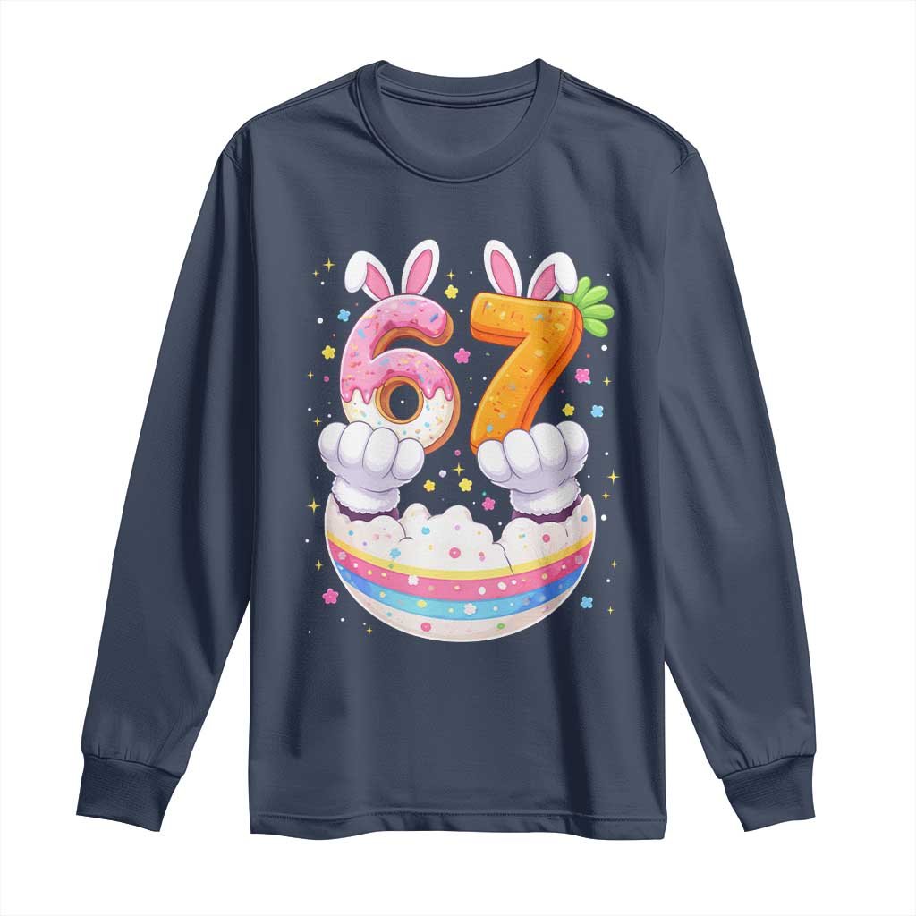 Funny Easter Day Bunny 67 Six Seven Meme Long Sleeve Shirt