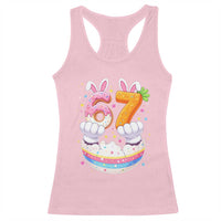 Funny Easter Day Bunny 67 Six Seven Meme Racerback Tank Top