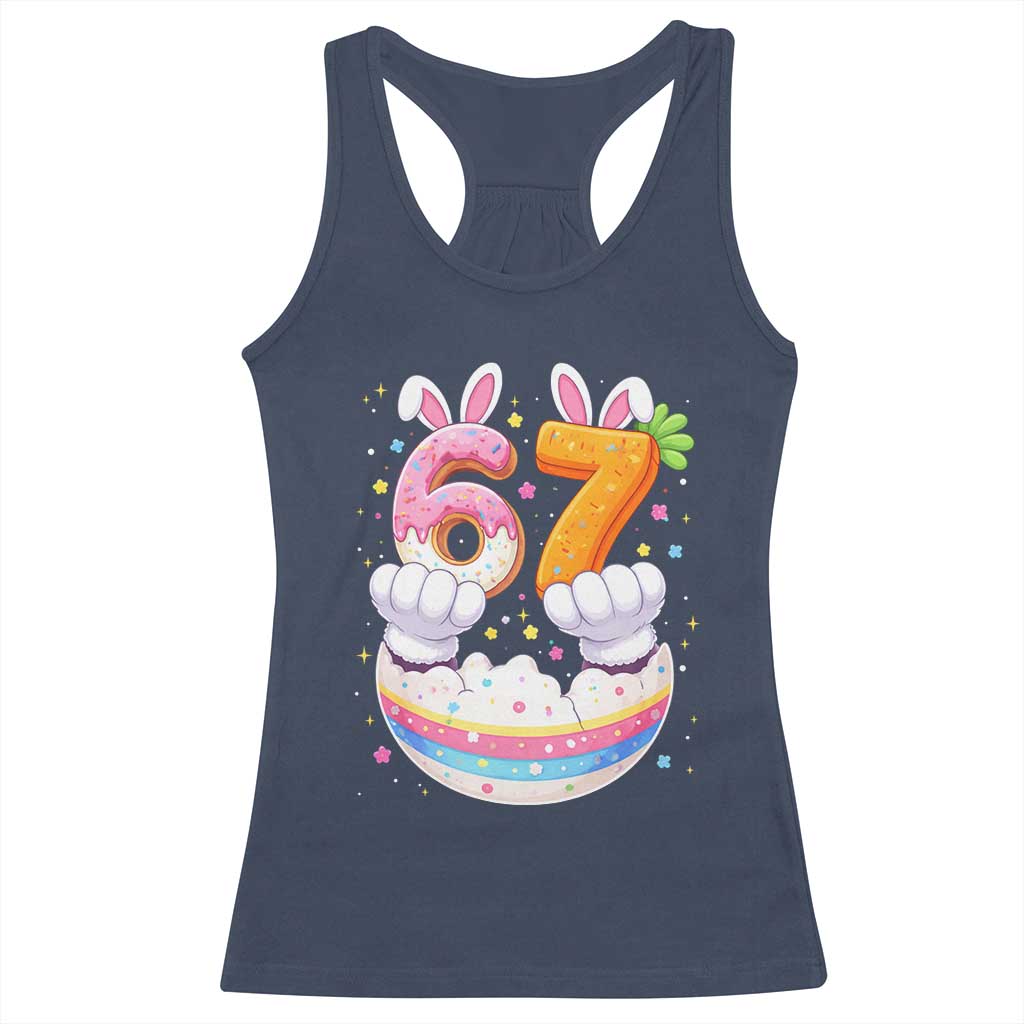Funny Easter Day Bunny 67 Six Seven Meme Racerback Tank Top