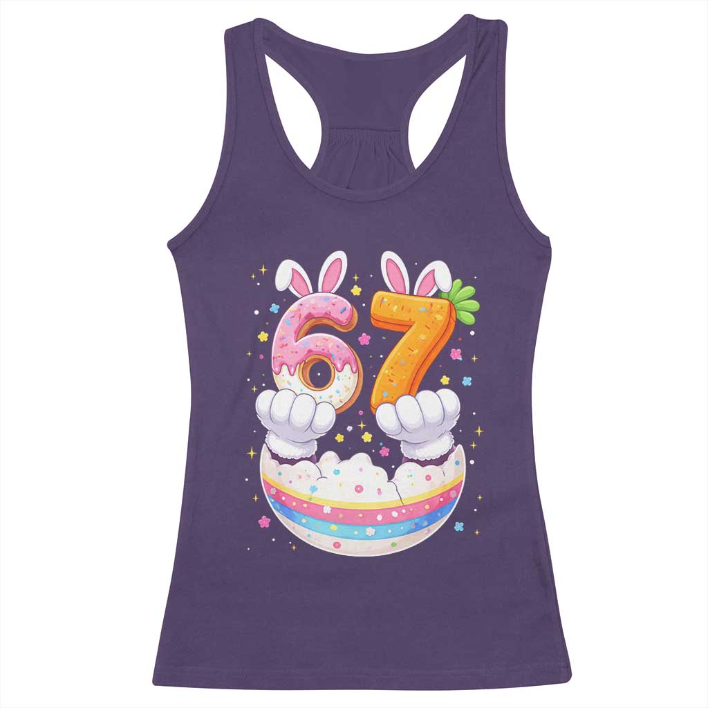 Funny Easter Day Bunny 67 Six Seven Meme Racerback Tank Top