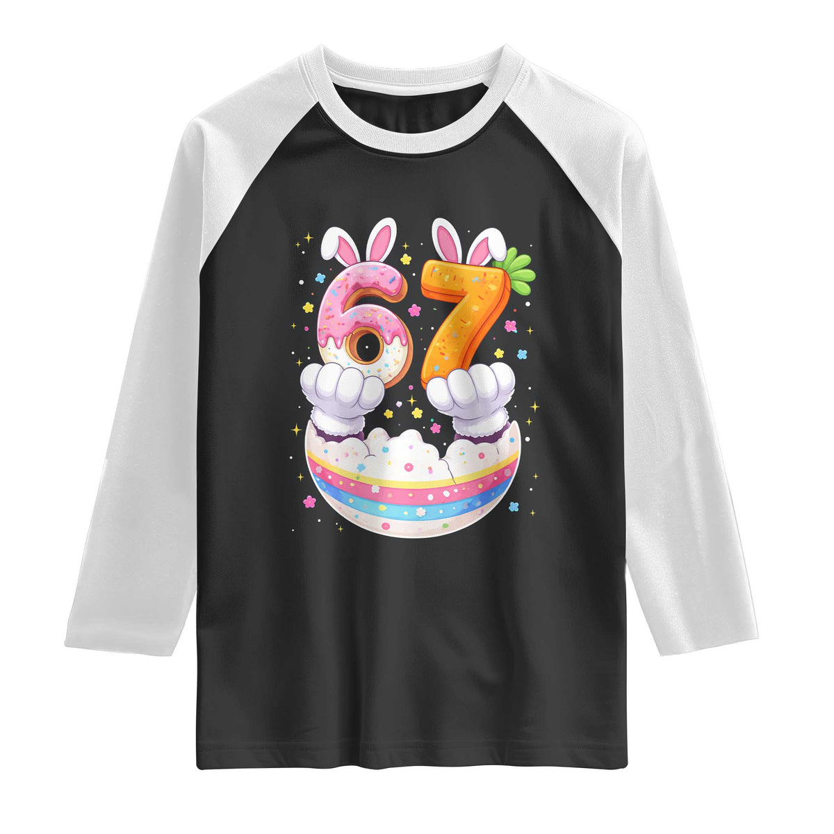 Funny Easter Day Bunny 67 Six Seven Meme Raglan Shirt
