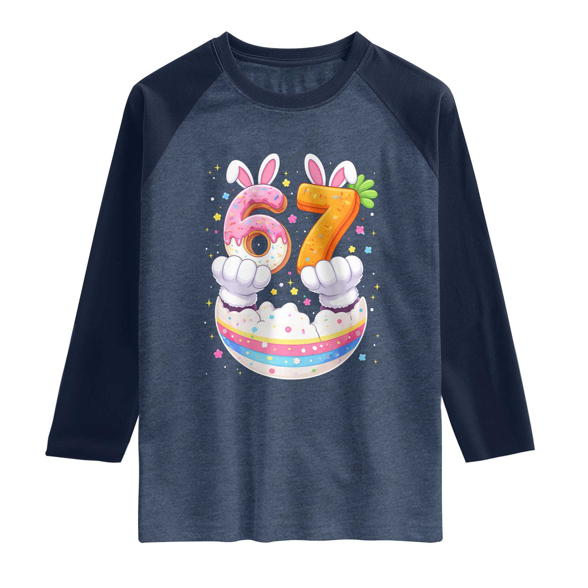 Funny Easter Day Bunny 67 Six Seven Meme Raglan Shirt