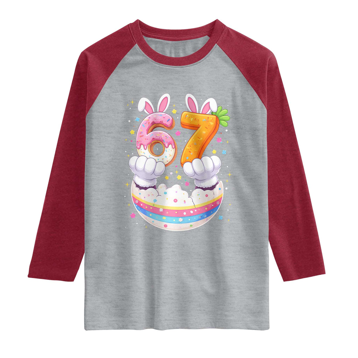 Funny Easter Day Bunny 67 Six Seven Meme Raglan Shirt