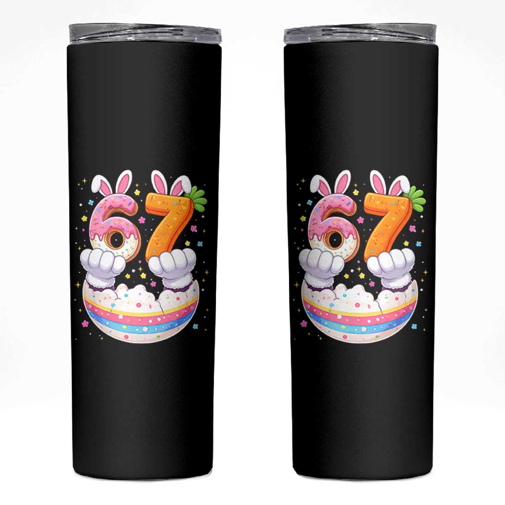Funny Easter Day Bunny 67 Six Seven Meme Skinny Tumbler