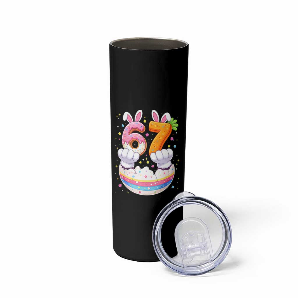 Funny Easter Day Bunny 67 Six Seven Meme Skinny Tumbler