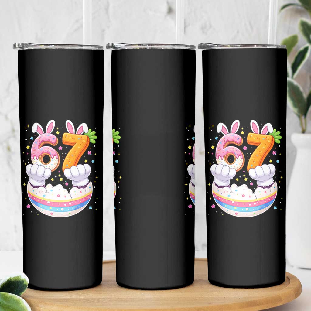 Funny Easter Day Bunny 67 Six Seven Meme Skinny Tumbler