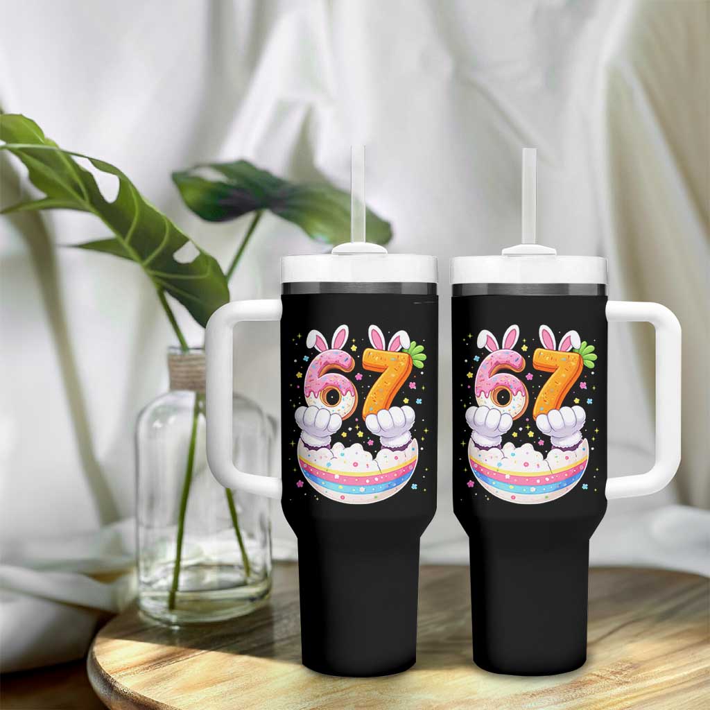 Funny Easter Day Bunny 67 Six Seven Meme Tumbler With Handle