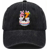 Funny Easter Day Bunny 67 Six Seven Meme Washed Cotton Baseball Cap