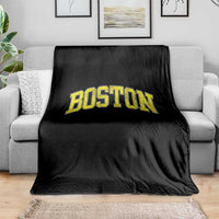 Retro Yellow Boston Massachusetts MA Vintage Throwback Running Throw Blanket