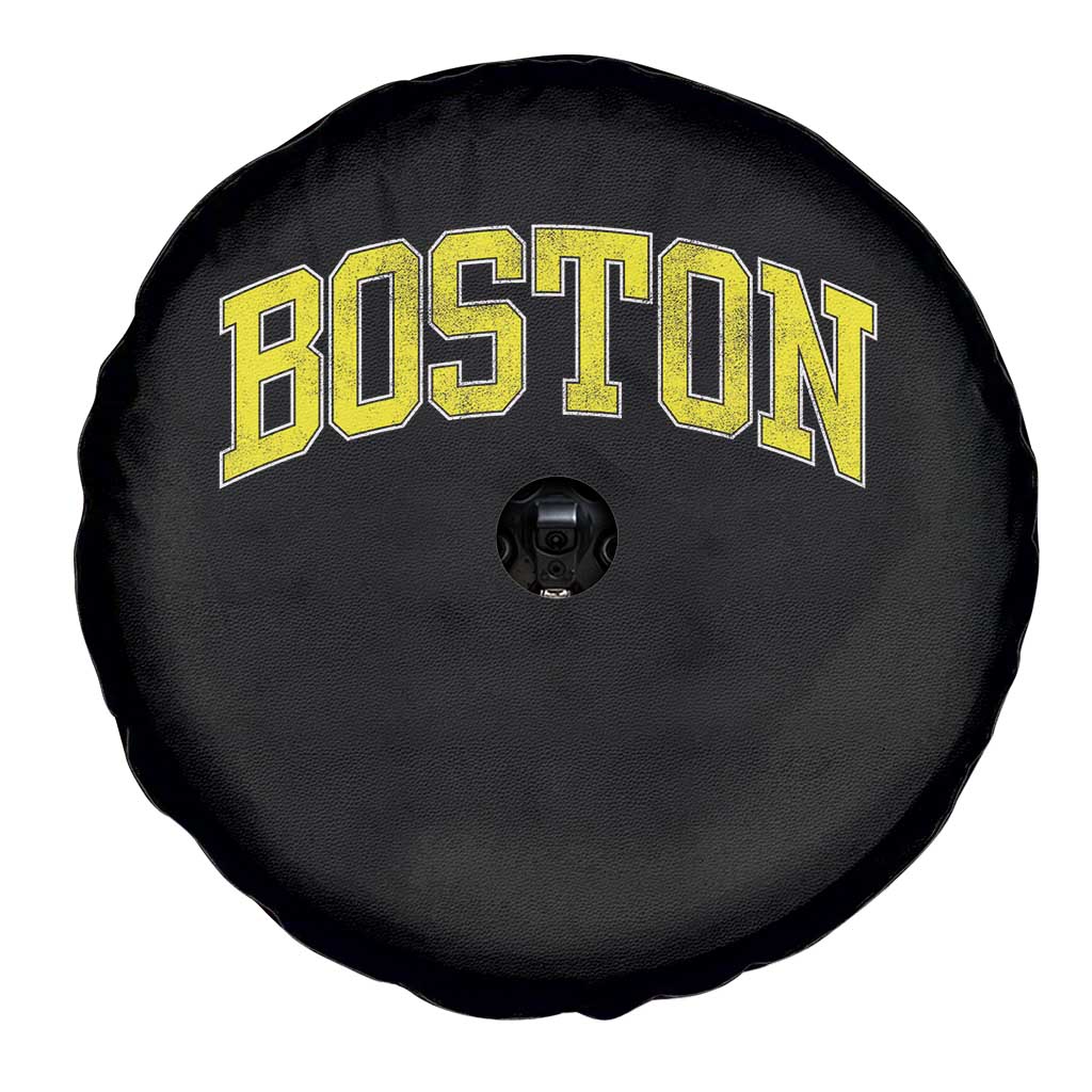 Retro Yellow Boston Massachusetts MA Vintage Throwback Running Spare Tire Cover