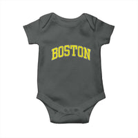 Retro Yellow Boston Massachusetts MA Vintage Throwback Running Baby Onesie
