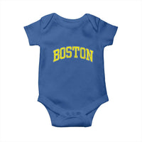 Retro Yellow Boston Massachusetts MA Vintage Throwback Running Baby Onesie
