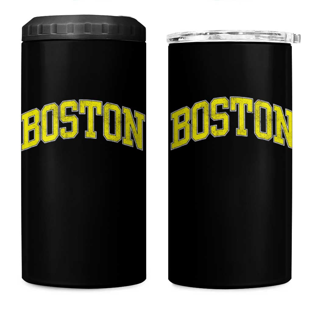 Retro Yellow Boston Massachusetts MA Vintage Throwback Running 4 in 1 Can Cooler Tumbler