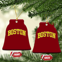 Retro Yellow Boston Massachusetts MA Vintage Throwback Running Ceramic Ornament