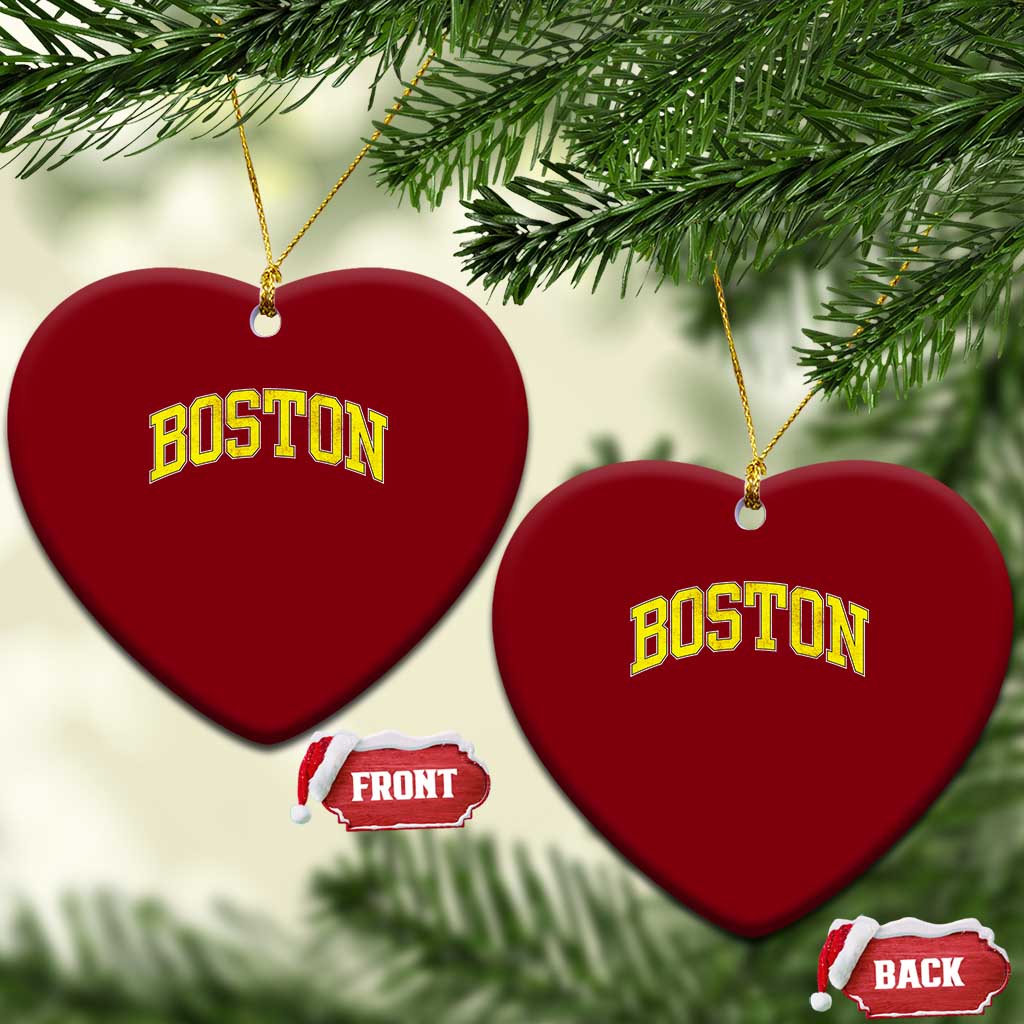 Retro Yellow Boston Massachusetts MA Vintage Throwback Running Ceramic Ornament